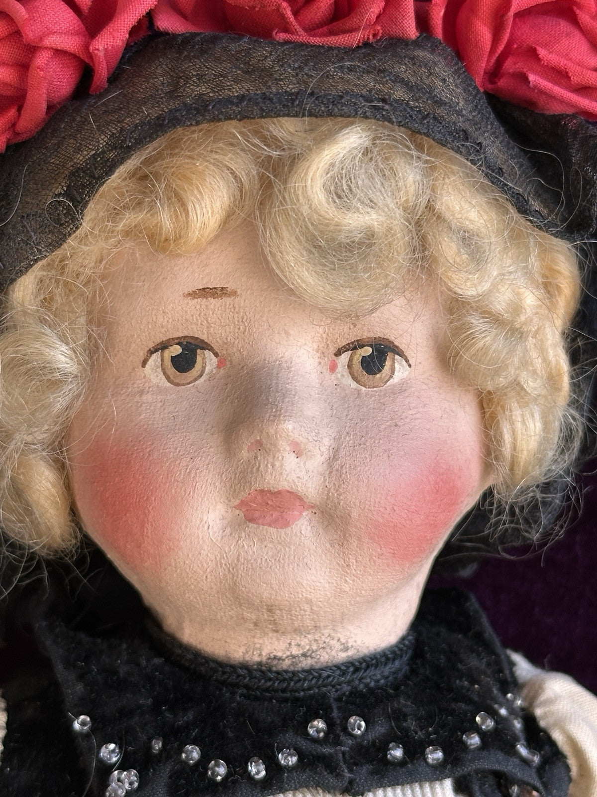Antique German 13.5” Cloth Painted Bing (?) Doll