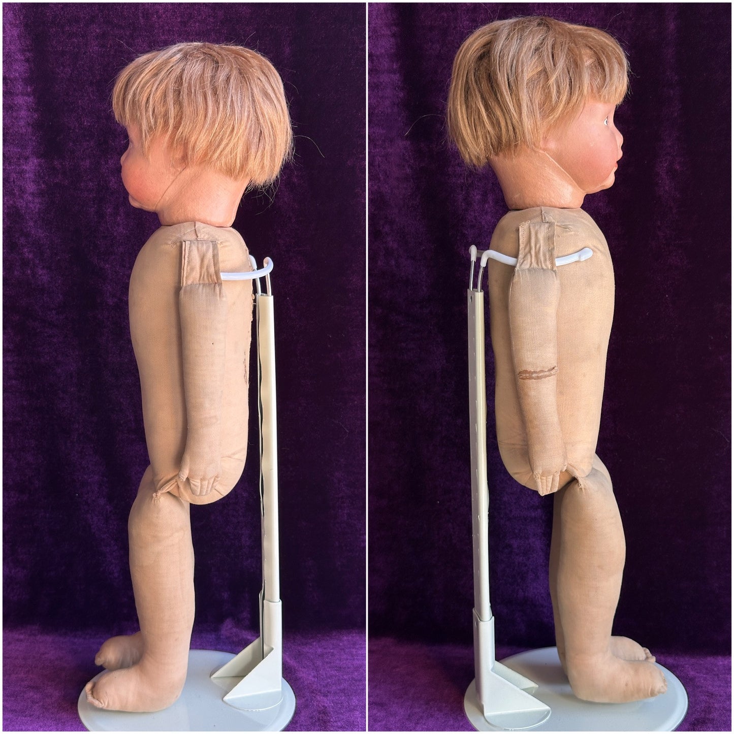 Antique American 19” Kamkins Cloth Oil Painted Doll
