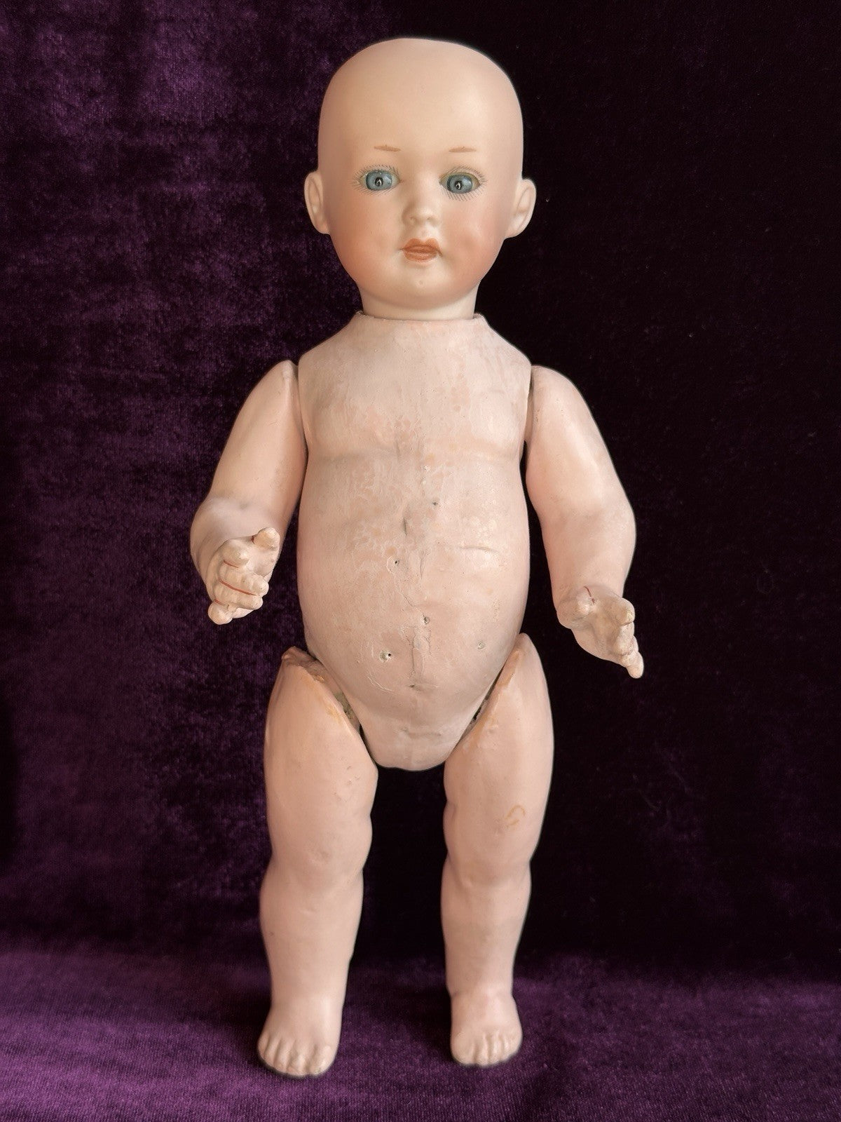 Antique German 9.5” Armand Marseille 590 Bisque Head Toddler Character Doll