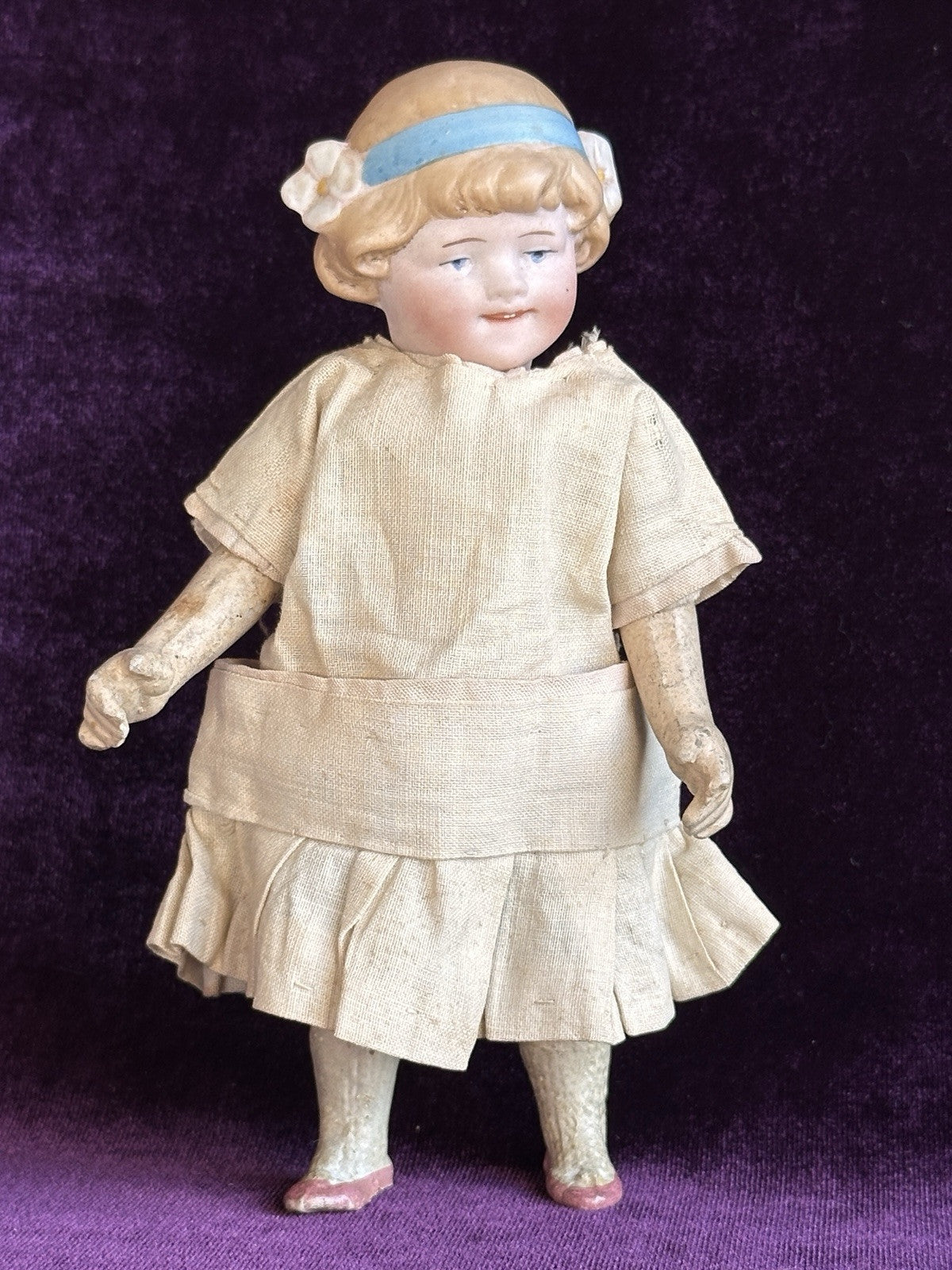 Rare Antique German 6” William Goebel Miniature Bisque Head Character Girl Doll