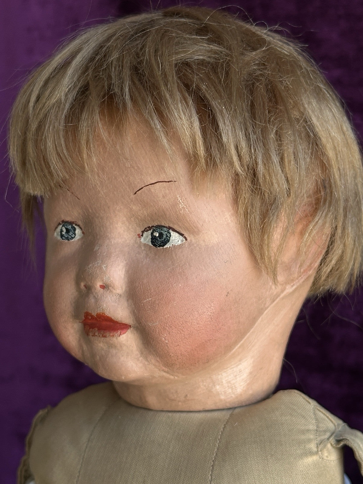 Antique American 19” Kamkins Cloth Oil Painted Doll