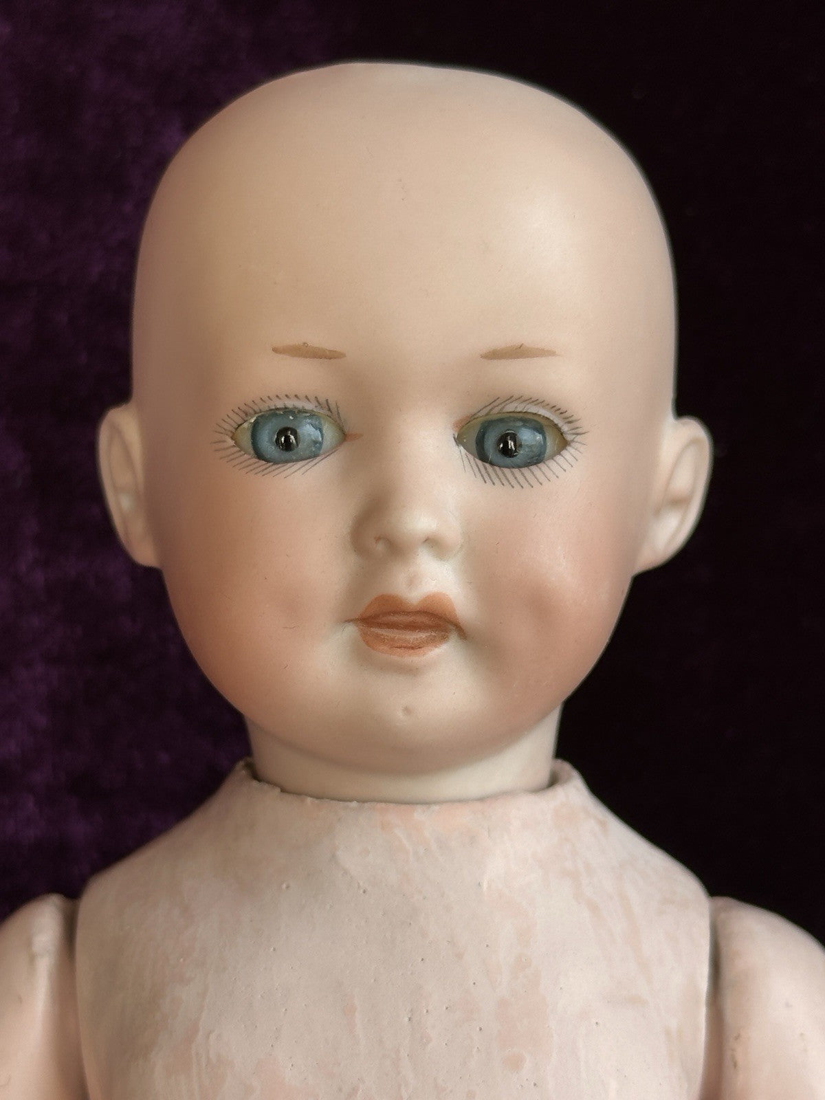 Antique German 9.5” Armand Marseille 590 Bisque Head Toddler Character Doll