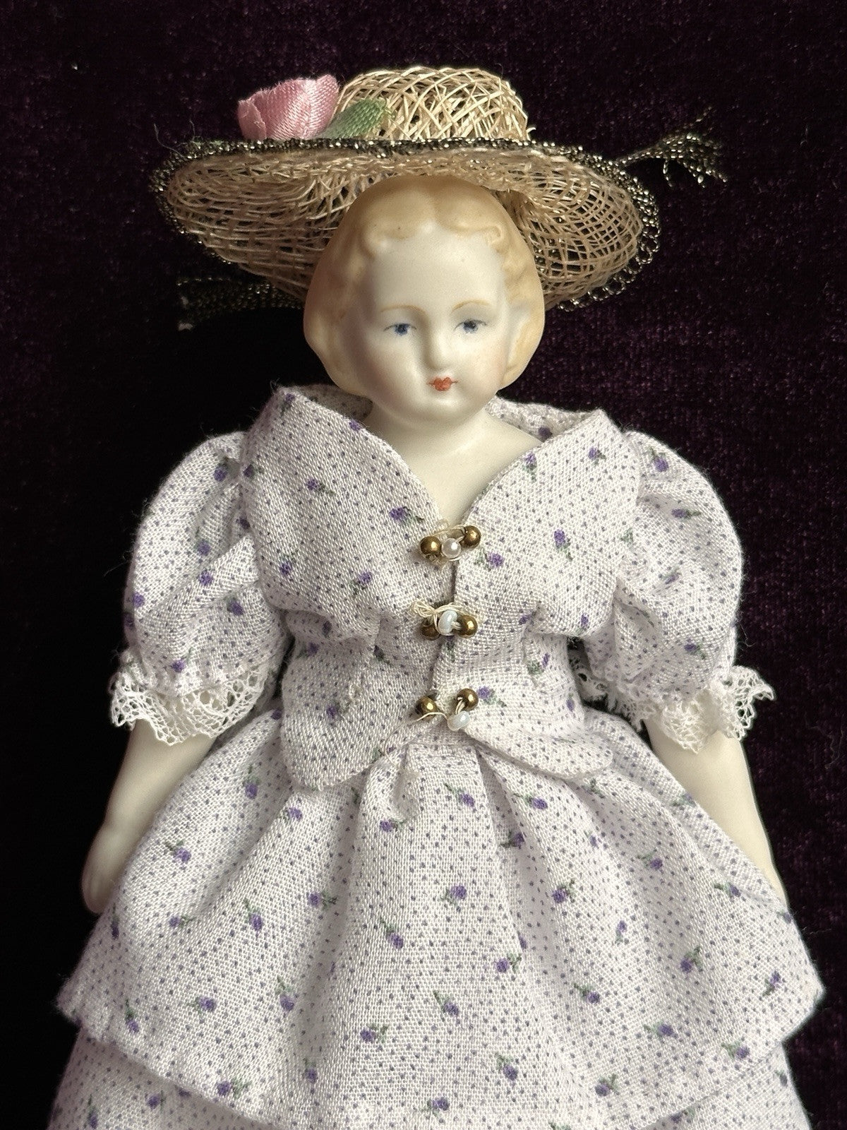 Lot of 2 Vintage Reproduction Miniature Parian Dolls with in Case with Wardrobe