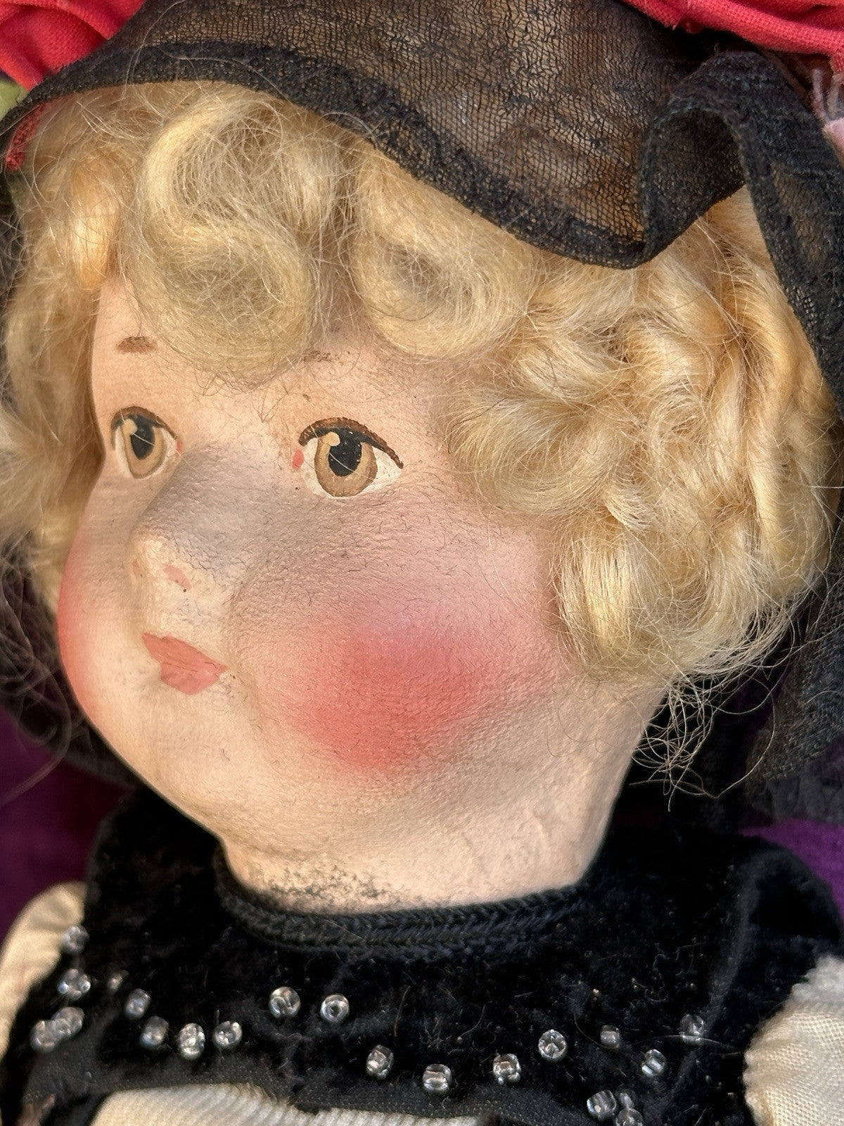 Antique German 13.5” Cloth Painted Bing (?) Doll