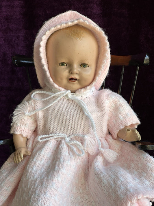 Antique American Horsman (?) 15” Dimples Baby Composition Cloth Baby Doll