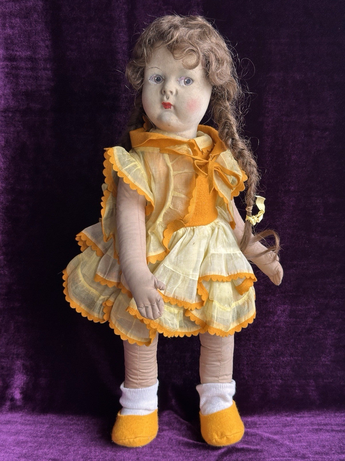Large Vintage French 21” Gre-Poir Felt Cloth Doll