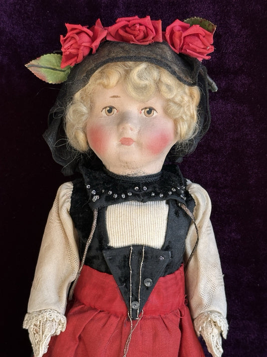 Antique German 13.5” Cloth Painted Bing (?) Doll