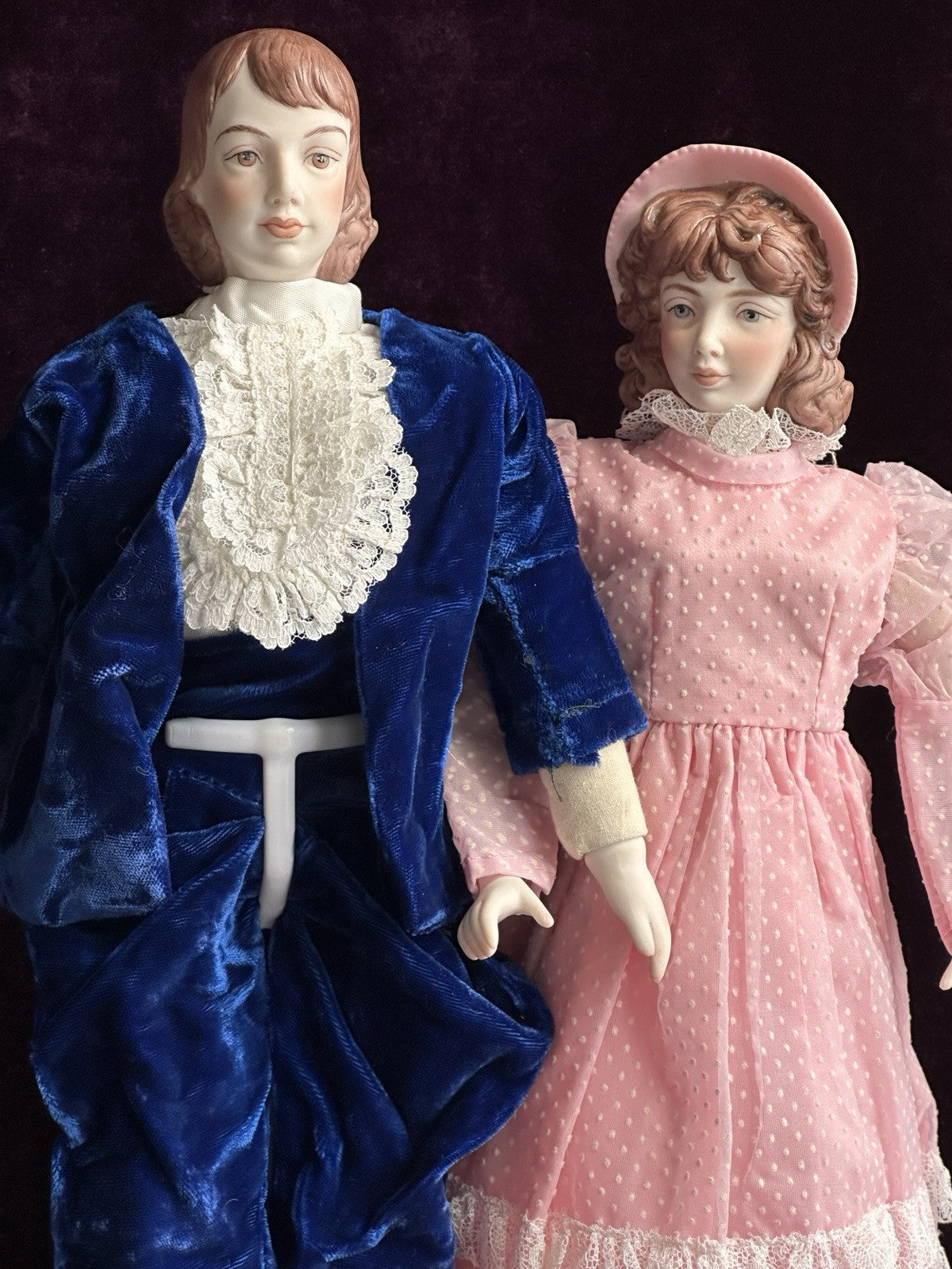 Vintage Porcelain Artist Pinkie and Blue Boy Dolls by Artist Clara Wade