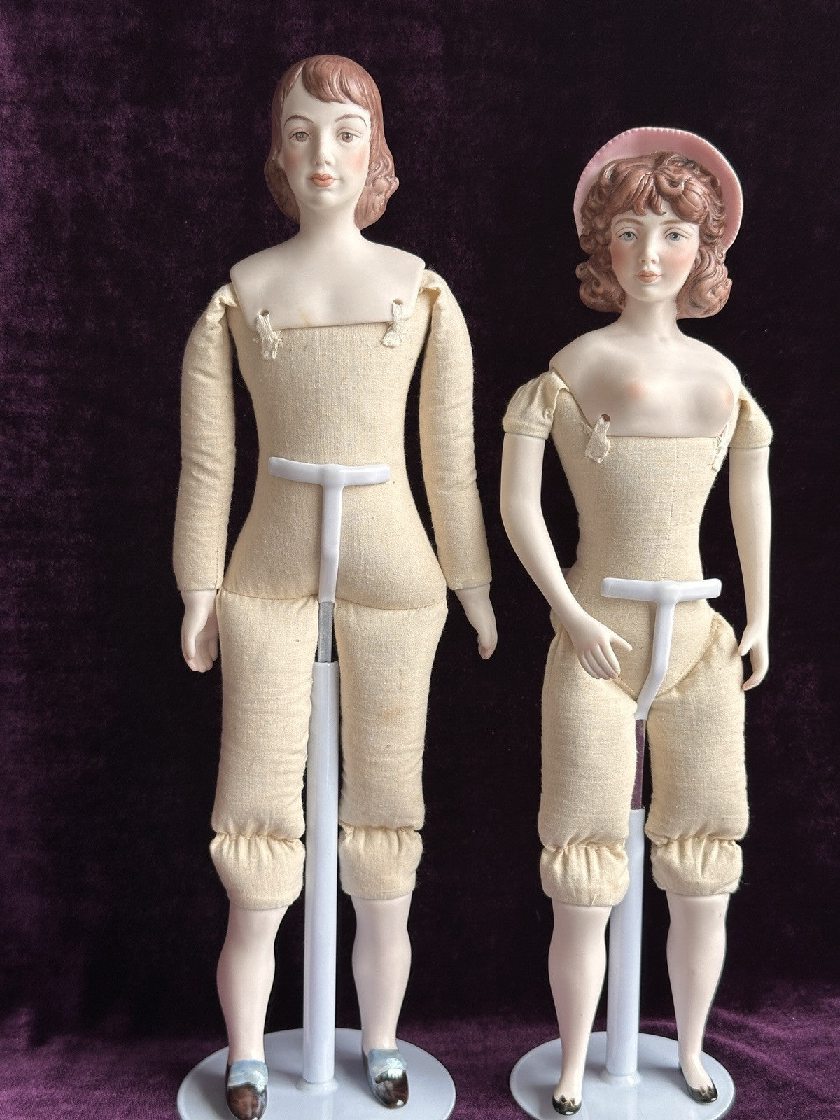 Vintage Porcelain Artist Pinkie and Blue Boy Dolls by Artist Clara Wade