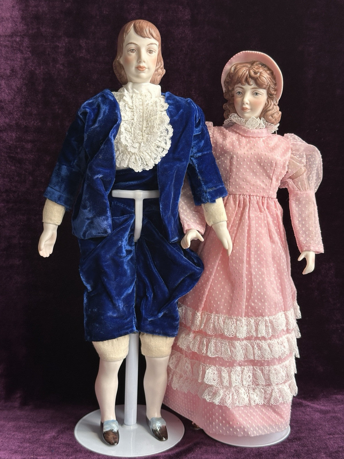 Vintage Porcelain Artist Pinkie and Blue Boy Dolls by Artist Clara Wade