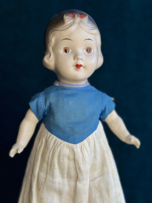 Antique Composition 13” Ideal Unmarked Snow White Doll in Original Dress