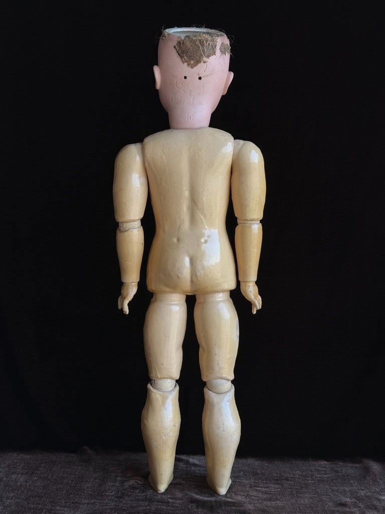 Antique German 25” Queen Louise Bisque Head Composition Body Doll