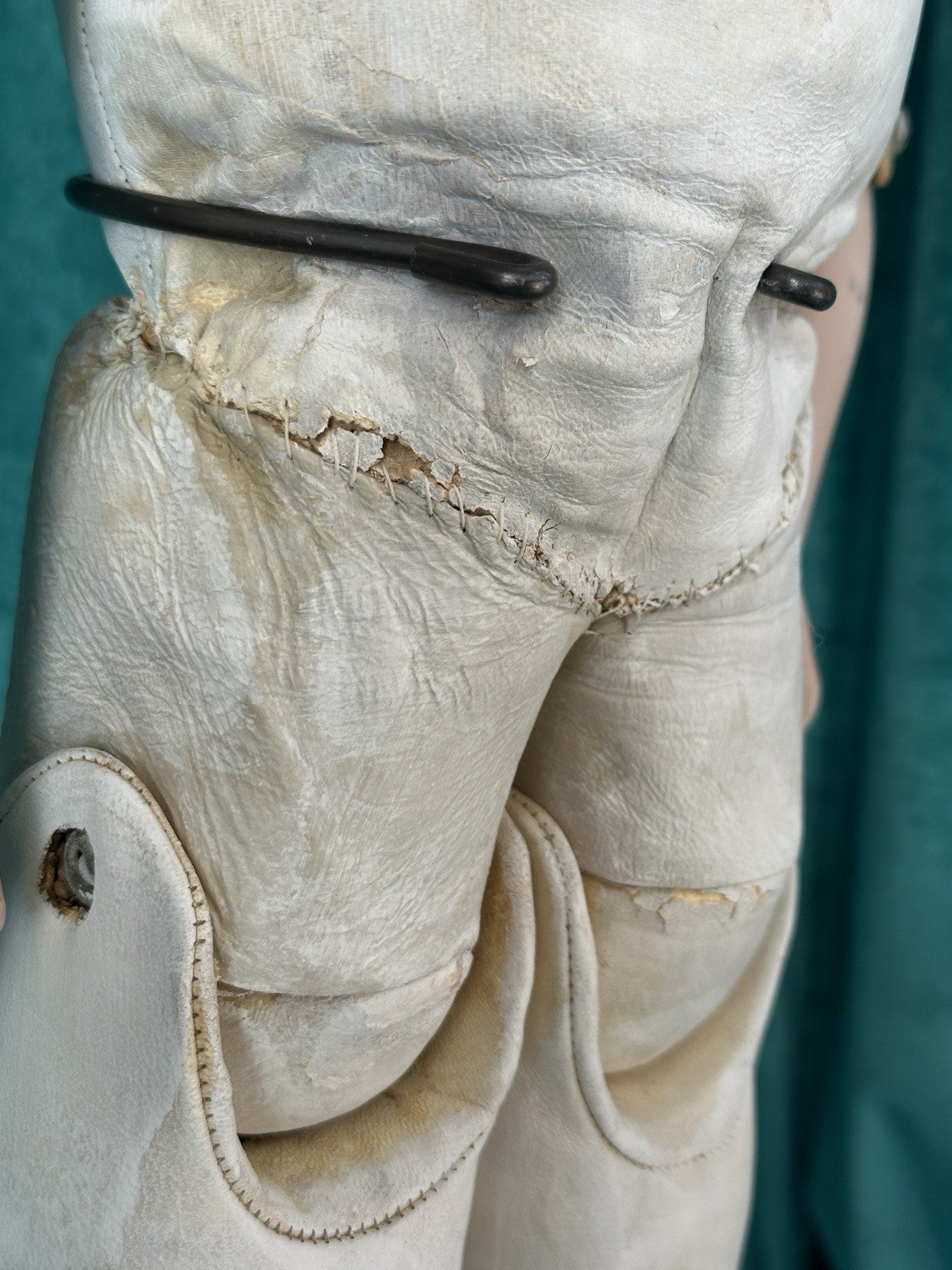 Antique JDK Kestner Mold Dep 154.13 25” Doll Bisque Head Leather Body Sticker