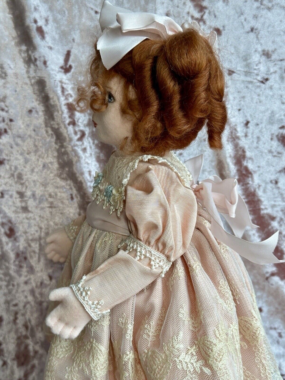 Artist Signed 15.5” Felt Cloth Girl American Beauty Doll By Shirley Peck LE 25