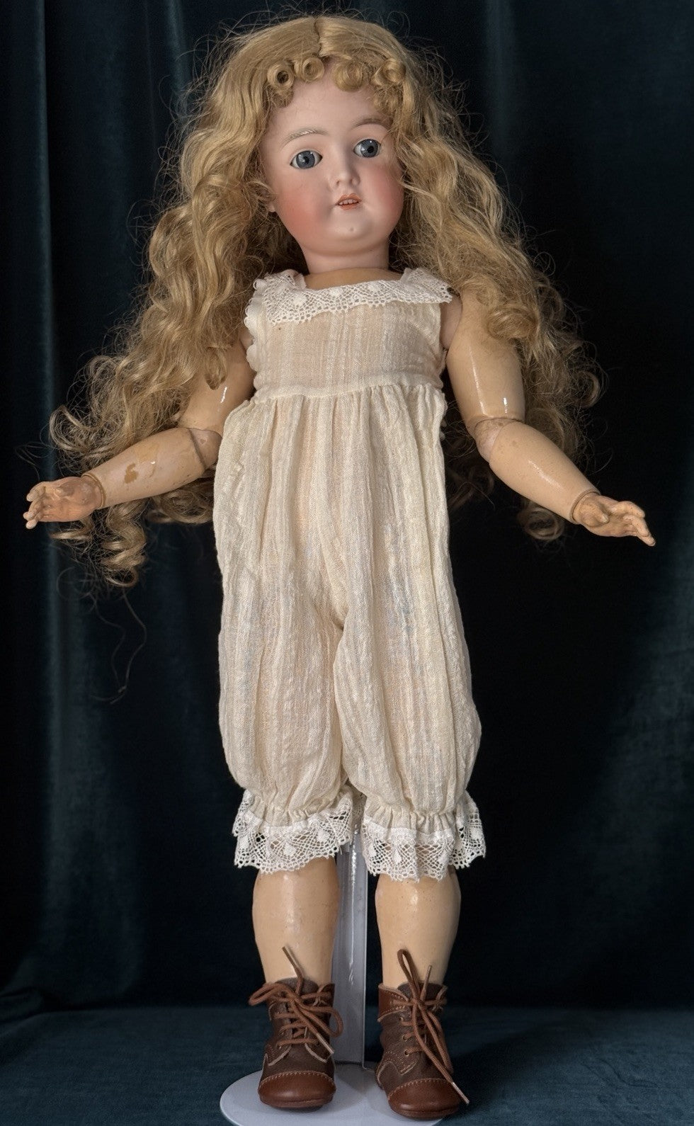 Antique German Queen Louise Doll Bisque Head Composition Body 24” Doll
