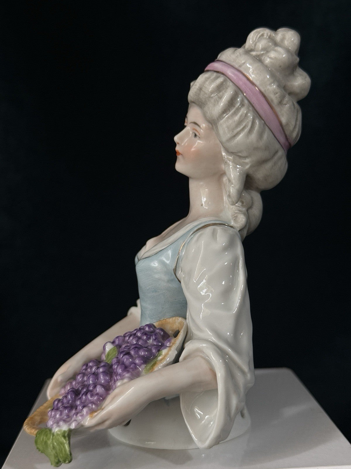 Antique German Porcelain GALLUBA & HOFMANN 5 1/2” Half Doll Pin Cushion
