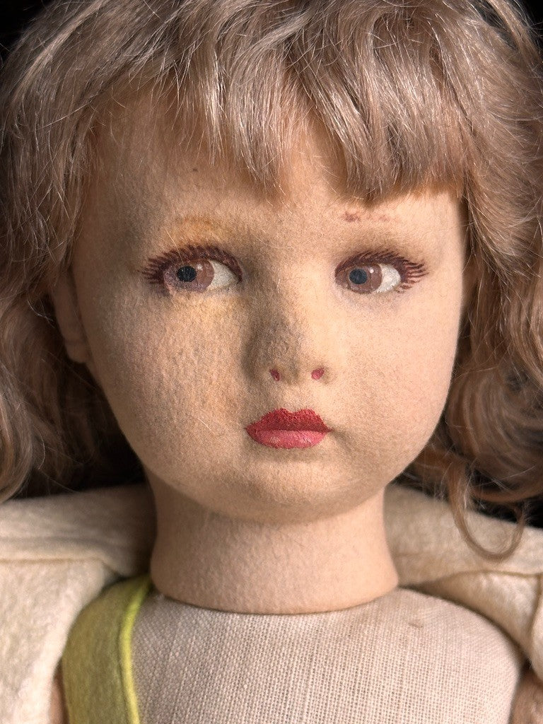 Vintage Italian 17” Lenci Mariuccia Face Felt Cloth Character Girl Doll