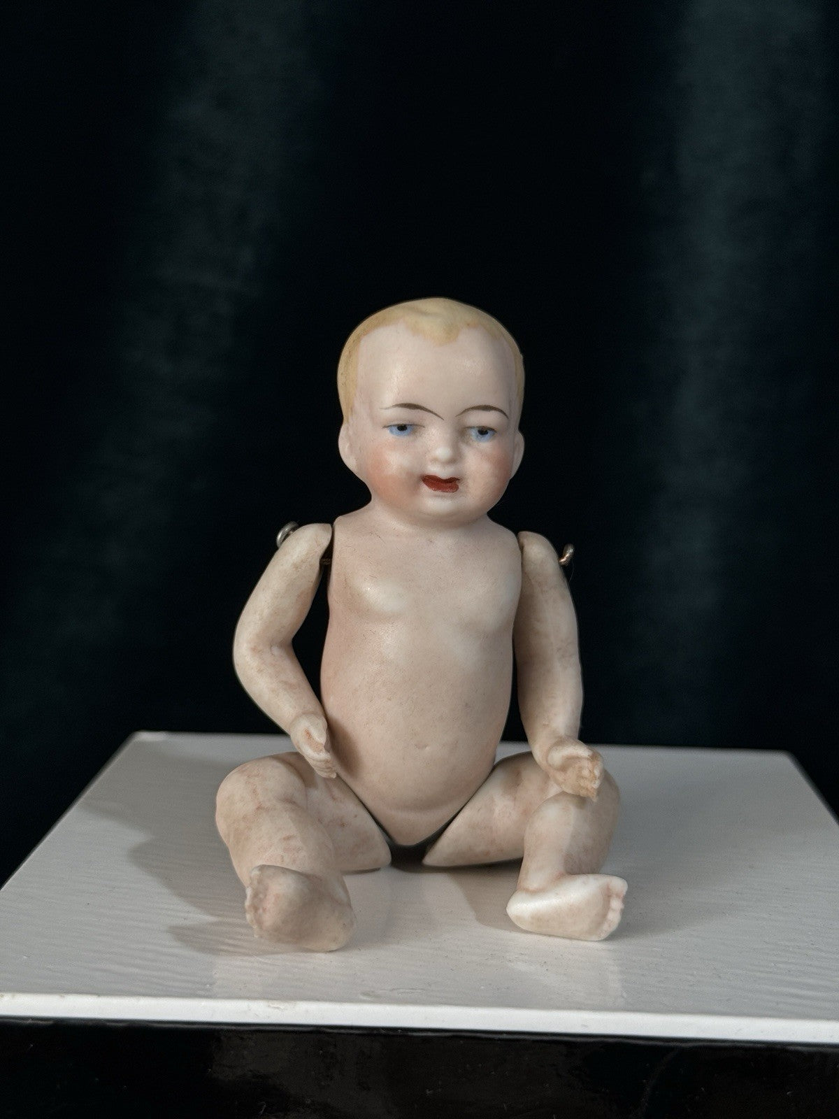 Antique German 5” All Bisque Miniature Baby Doll