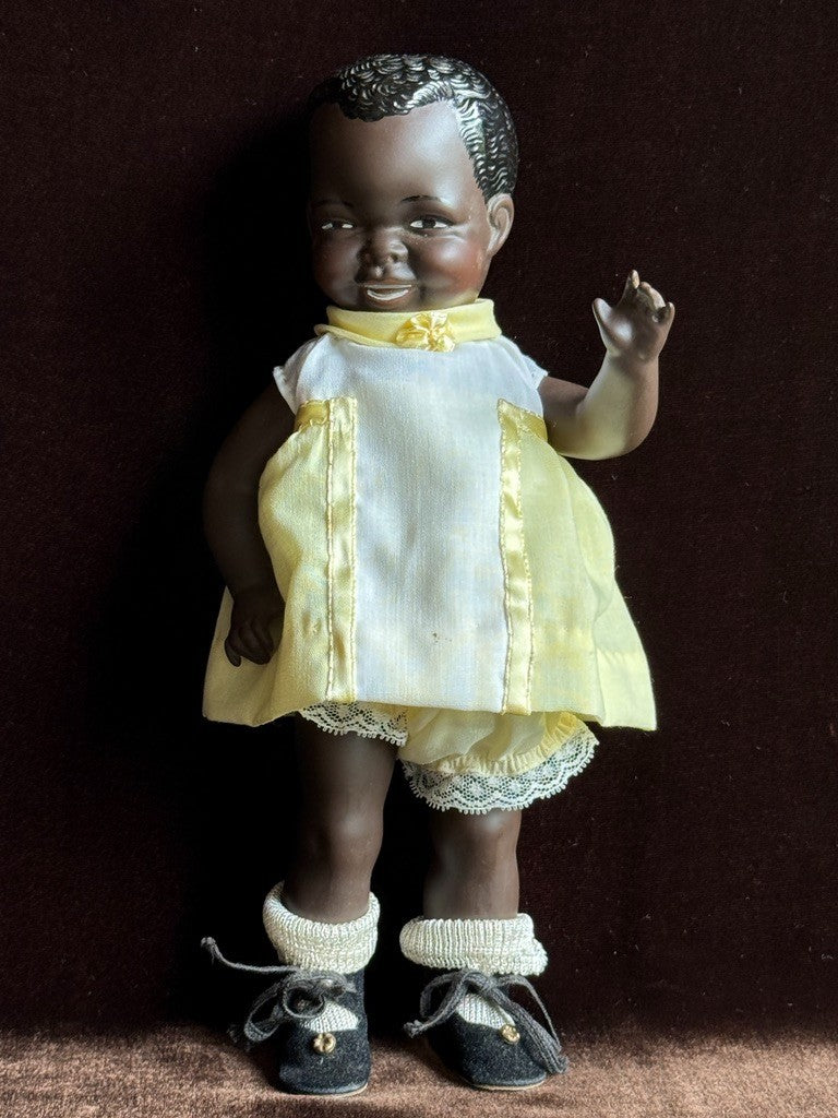 Vintage 9.5" All Porcelain Dark Complexion Girl Doll