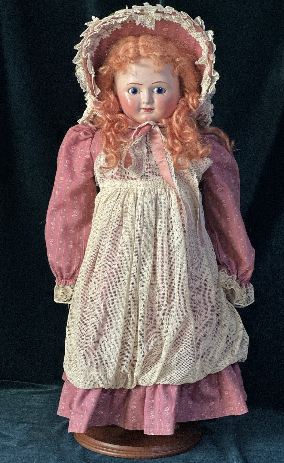 Antique German (?) Paper Mache 24” Doll with Glass Eyes