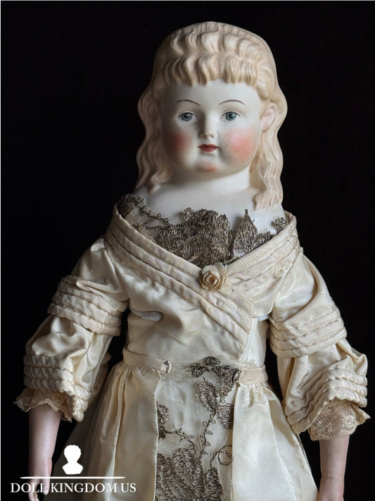 Vintage 19” Reproduction of Antique ABG Spill Curl Parian Doll with Antique Body