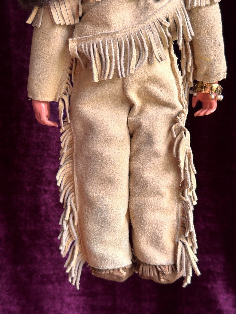 Rare Large Antique German 13” Native American Indian Bisque Head Doll Cloth Body