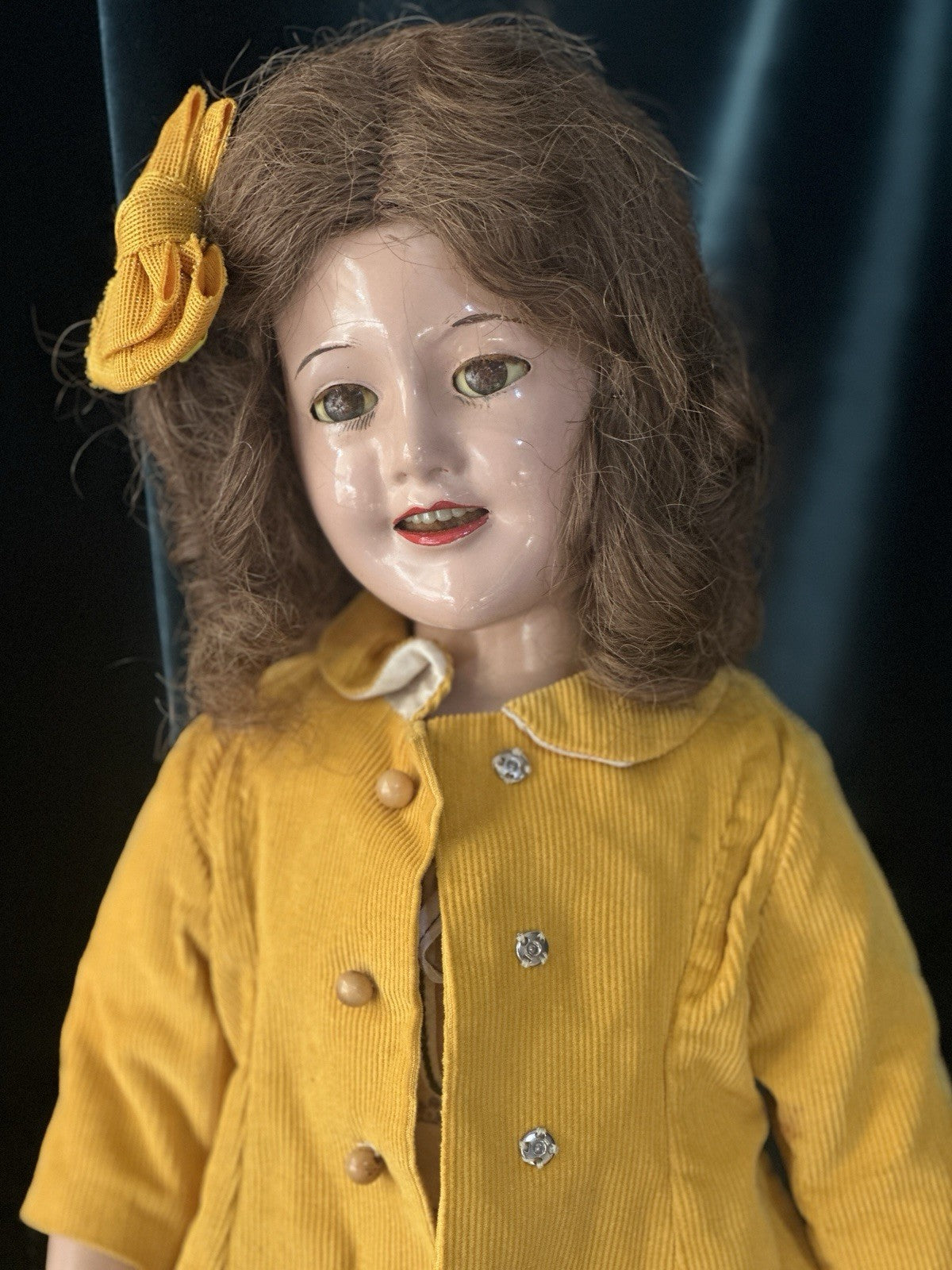 Large 24” Vintage 1940’s Composition  Deanna Durbin Doll by Ideal Company