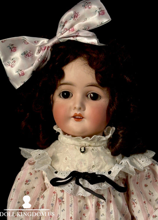 Antique German Queen Louise Doll Bisque Head Composition Body 24” Doll