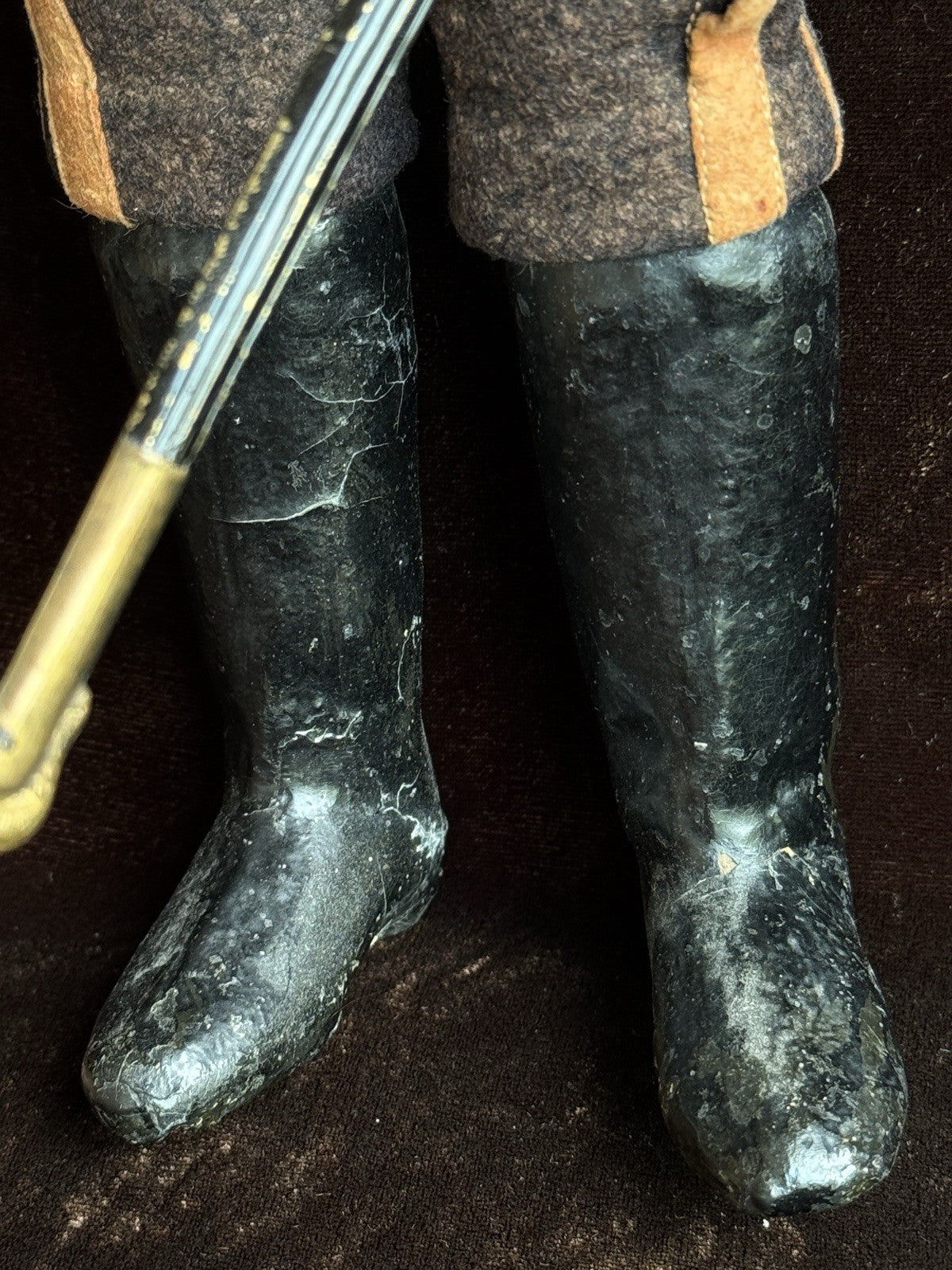 Rare Antique French Soldier 18.5” Papier Mache Composition Character Doll