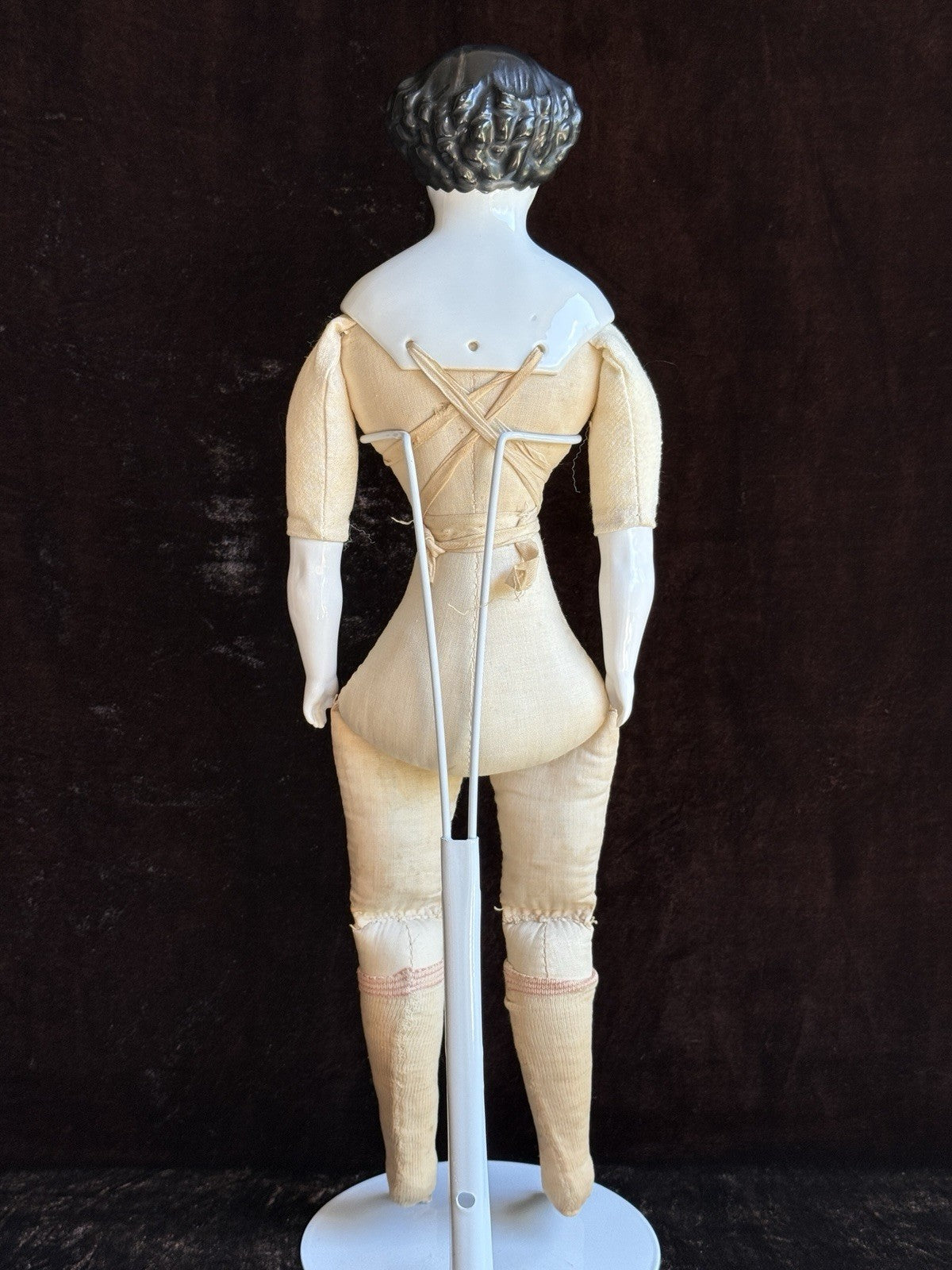 Antique German 19” Flat Top Highbrow China Shoulder Head Doll