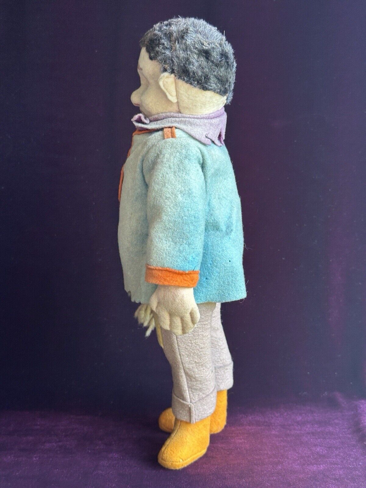 Rare Antique Italian Early Lenci 13.5" Whimsical Character Doll Metal Button