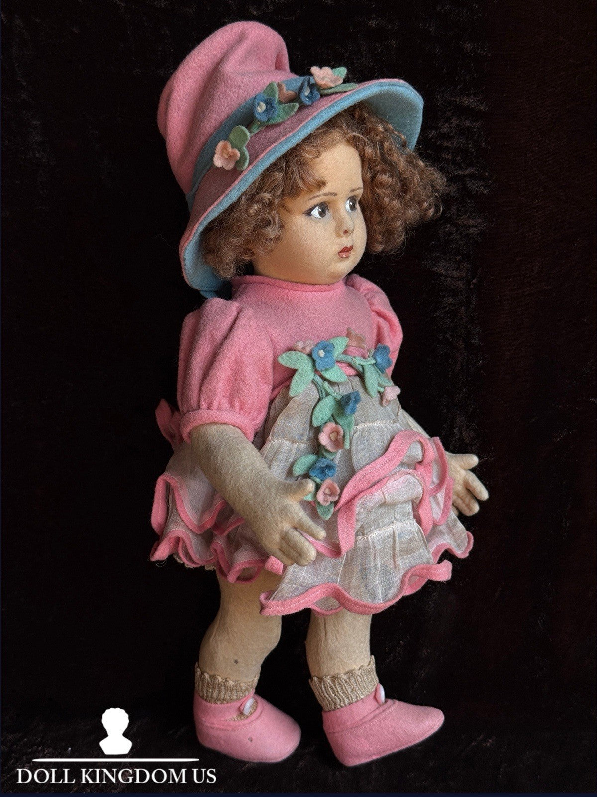 Vintage Italian 12” Lenci 111 Felt Cloth Character Girl Doll