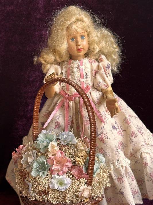Robert Raikes Miniature 8.5” Wood Hand Carved Jointed Doll