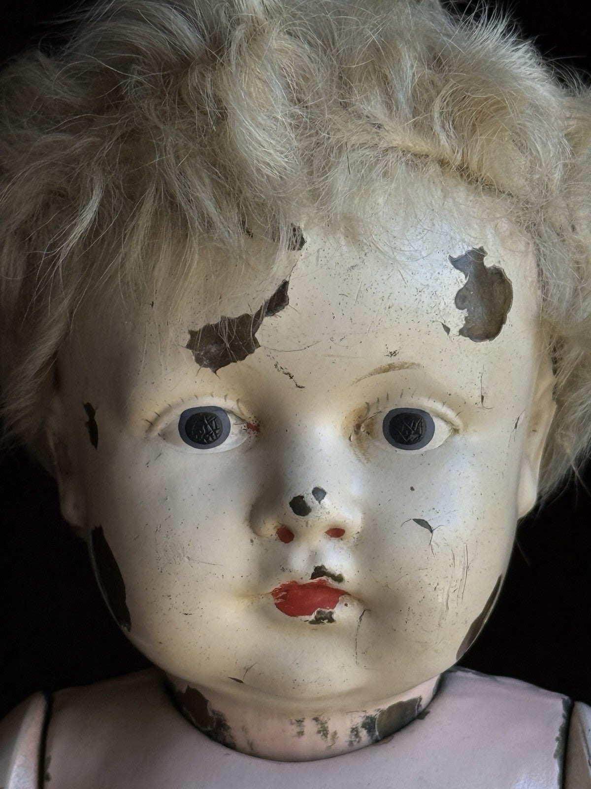 Antique American 12.5” Metal Tin Baby Doll