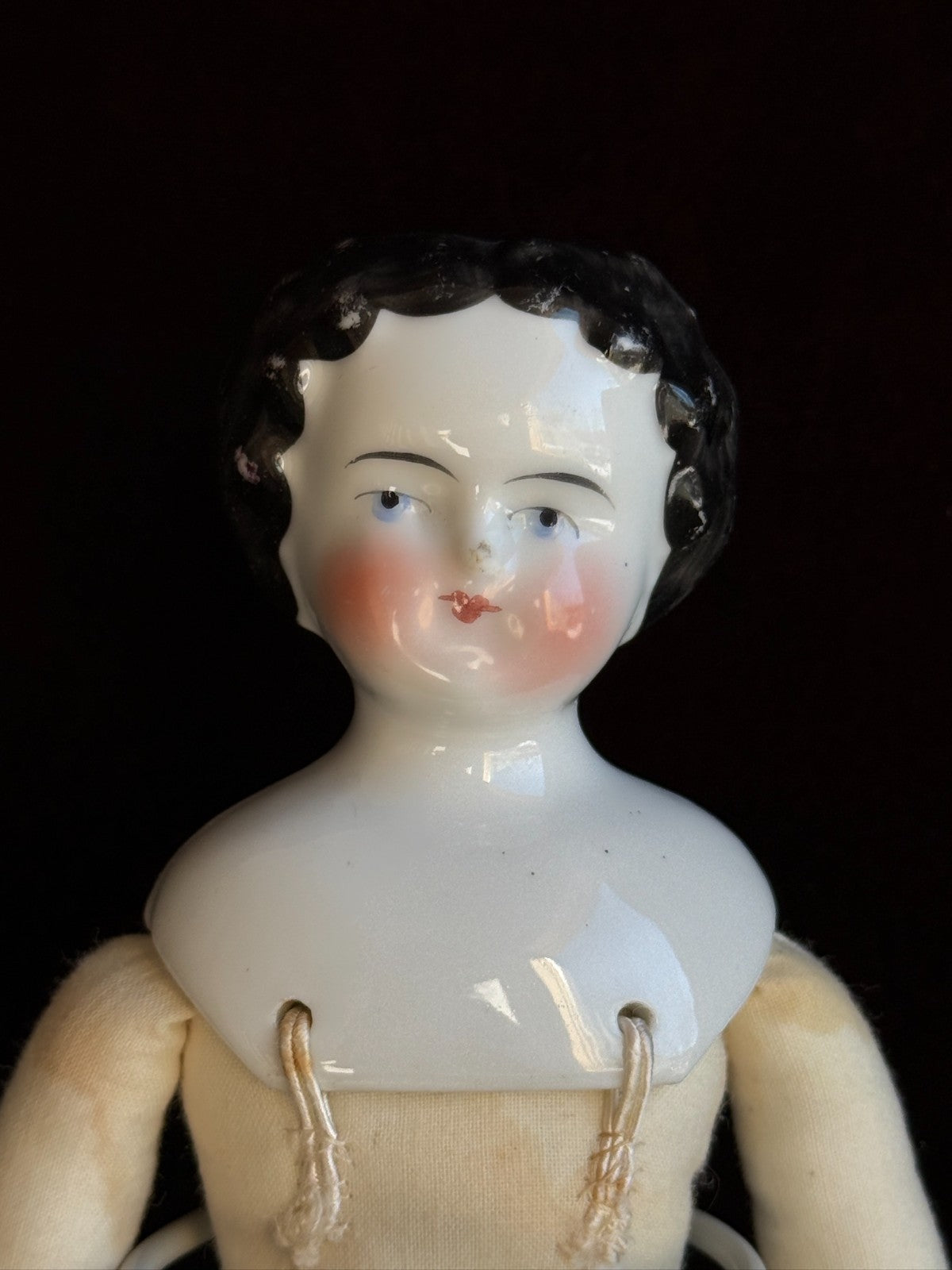 Antique German 11” Flat Top Highbrow China Shoulder Head Doll