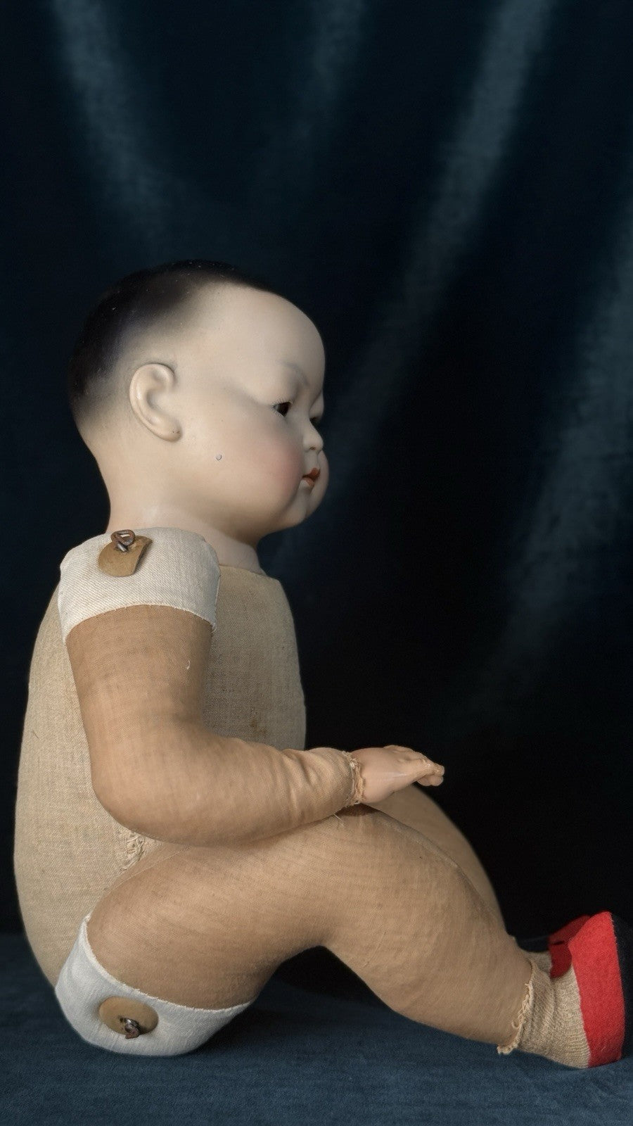 Rare Large 20” German Bisque Portrait of Asian Child by Theodor Recknagel