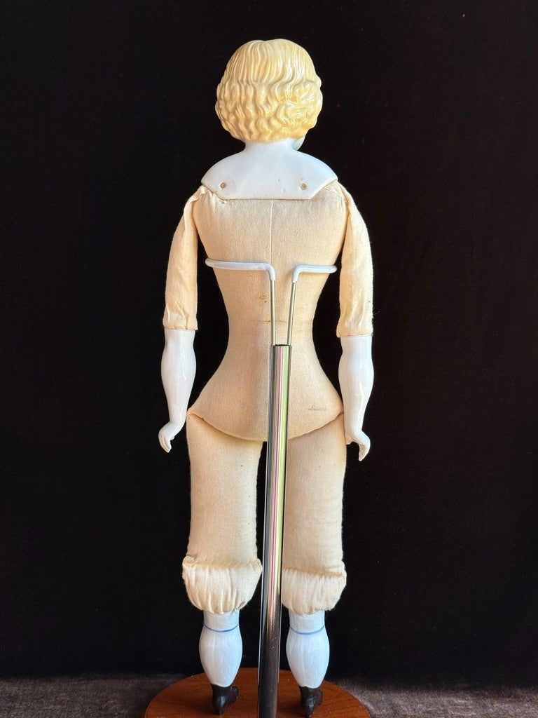Antique German 21.5” Highland Mary Blonde China Doll