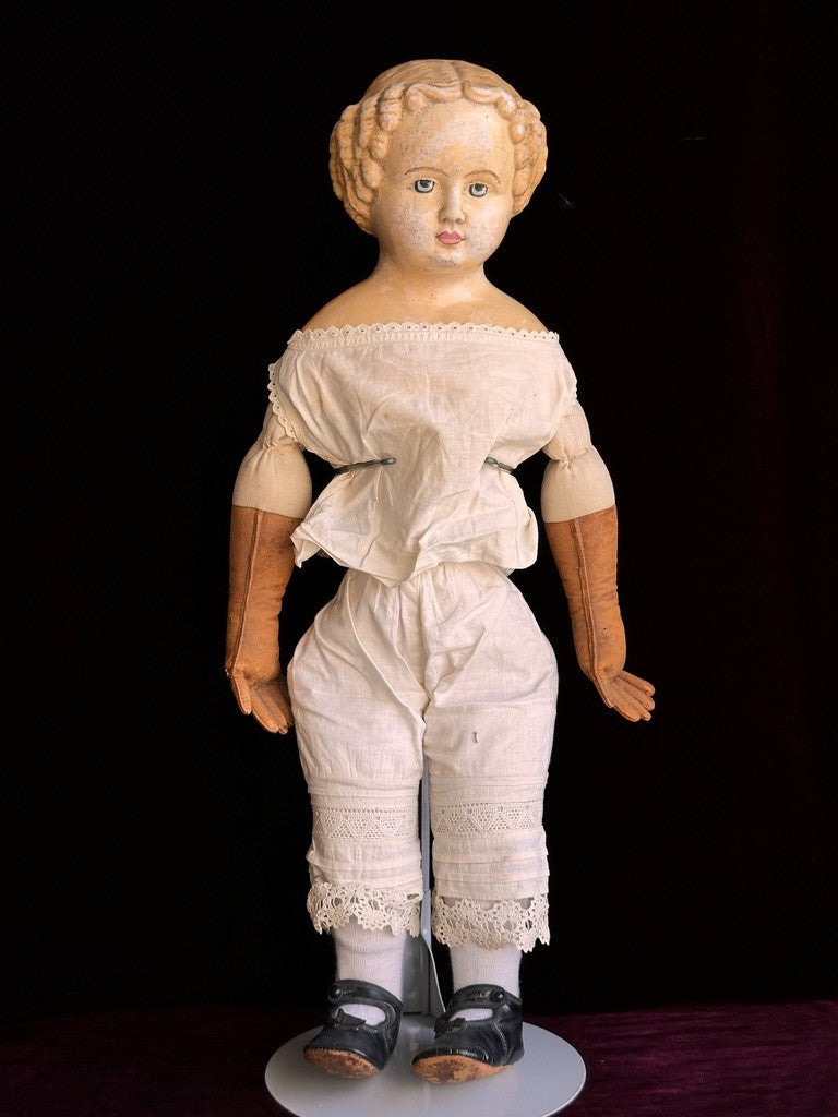 Antique German 24” Müller & Strassburger (?) Papier Mache Doll