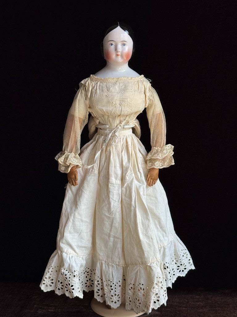 Antique German 20” Covered Wagon China Head Doll