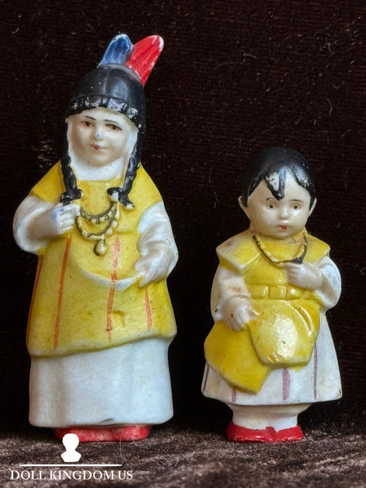 Lot of Antique German Miniature Indian Native American Bisque Dolls