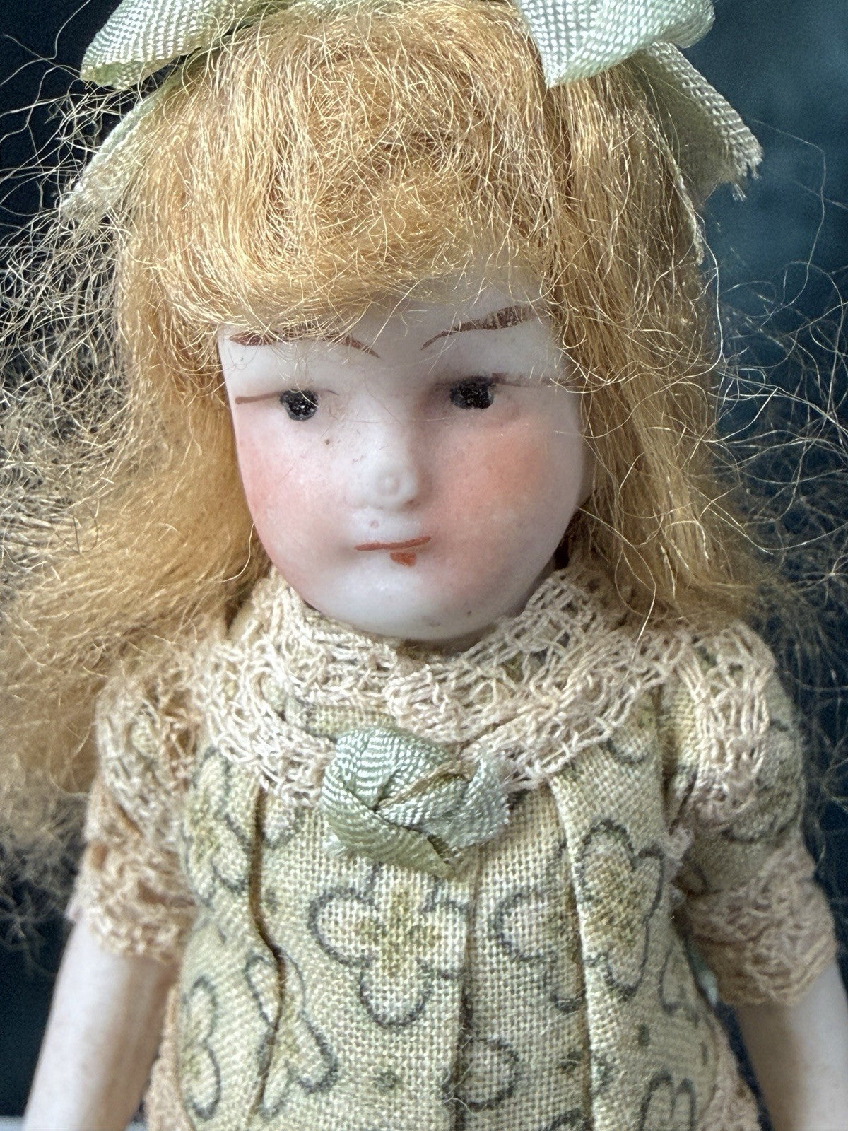 Antique German (?) 3.5” All Bisque Mignonette Dollhouse Doll