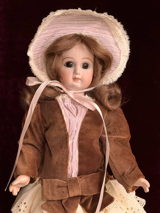Vintage 16.5" Porcelain Composition Reproduction of Antique French Jumeau Doll