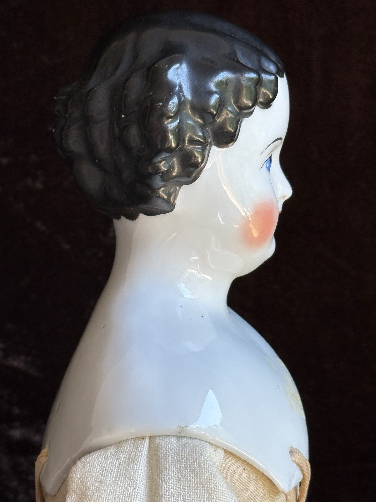 Antique German 19” Flat Top Highbrow China Shoulder Head Doll