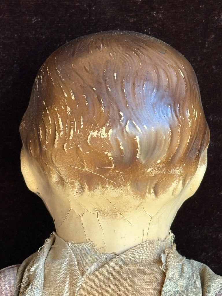 Early Antique American 18" Composition Head Straw Filled Doll
