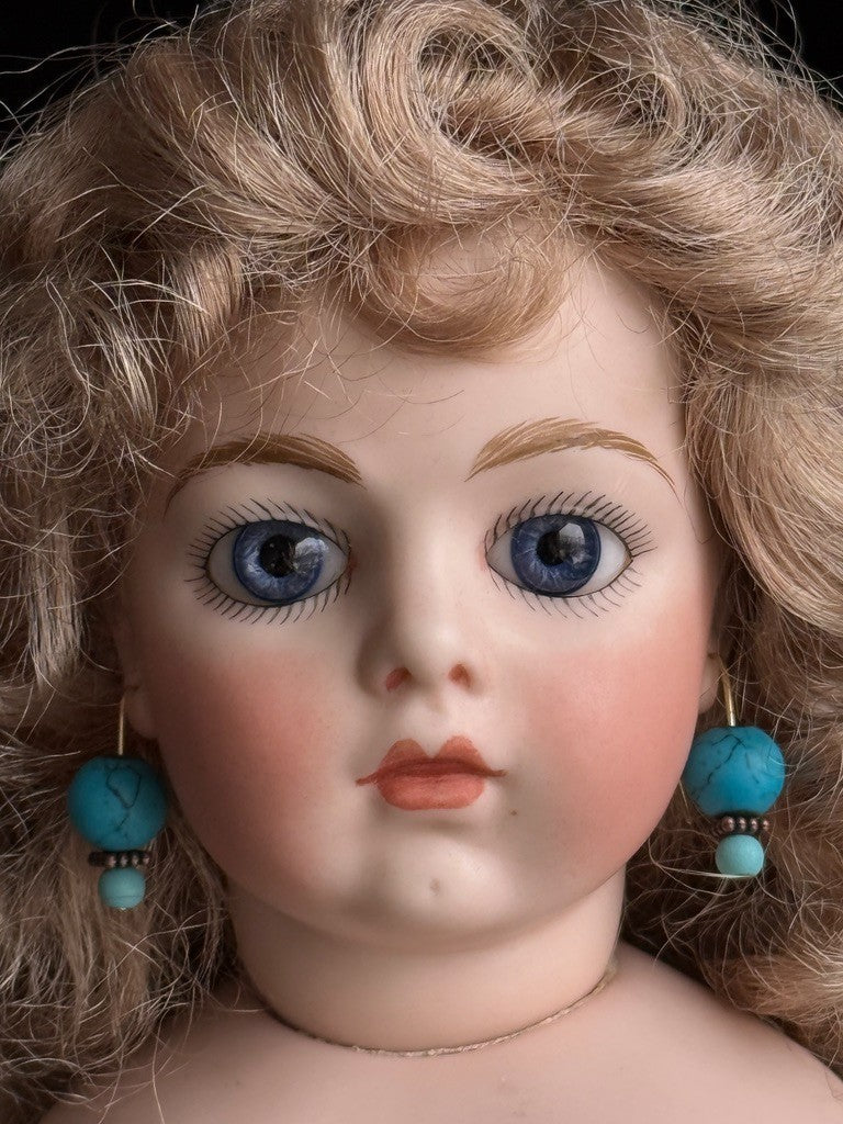 Vintage Porcelain 1967 Leather 15” Reproduction of Antique French Bru Jne Doll