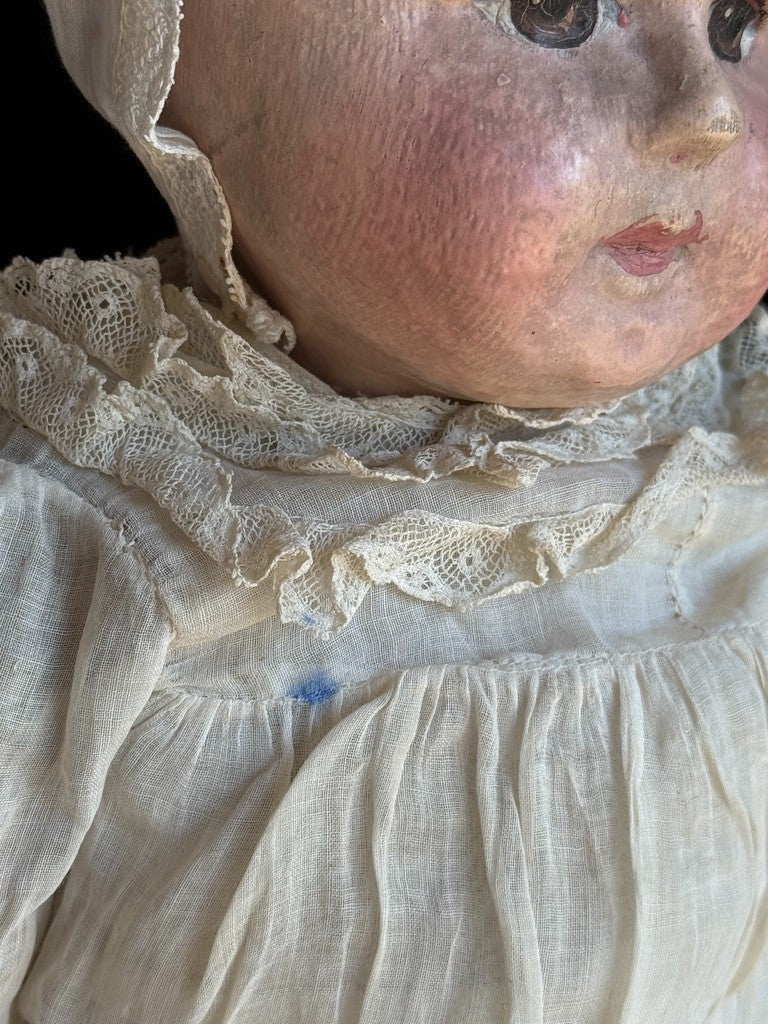 Antique American Martha Chase 20" Oil Painted Cloth Rag Baby Doll