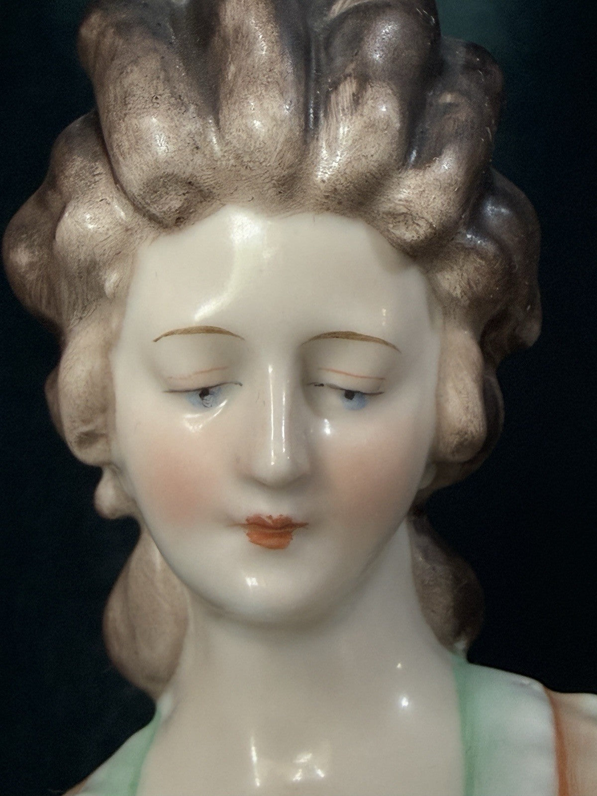 Large Antique German Porcelain William Goebel 12” Half Doll Pin Cushion