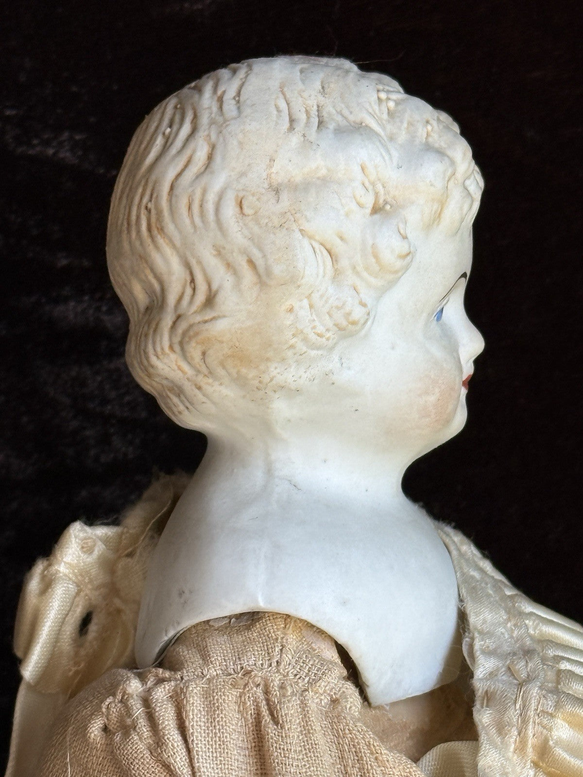 Antique German 16.5” Bisque Cloth Parian Bride Doll