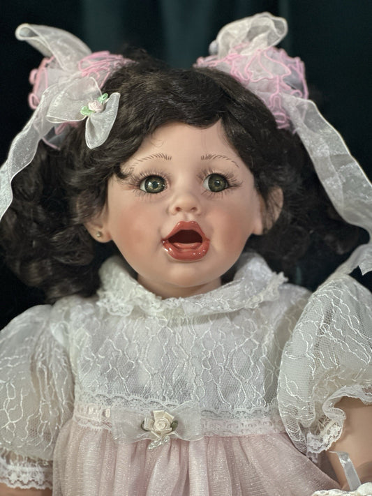 Collectible Vinyl Baby Girl Doll by Fayzah Spanos 24”