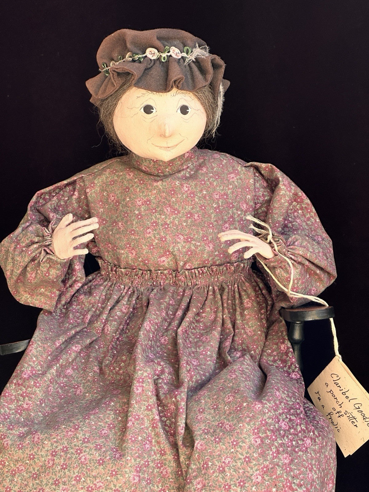 Vintage NIADA Artist Ellen Turner Cloth Painted Handmade Doll with Tag